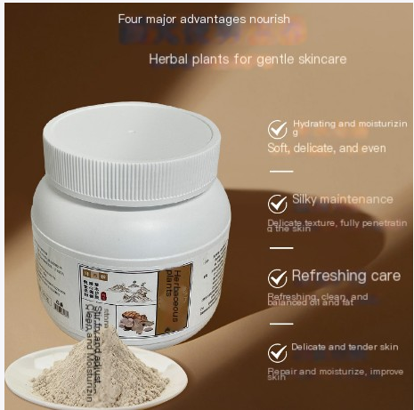 Fine herbal face mask powder texture for spa and skincare application