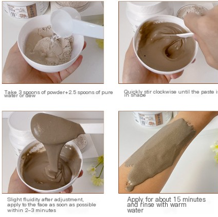 Herbal mask powder mixed with water showing creamy consistency for facial application