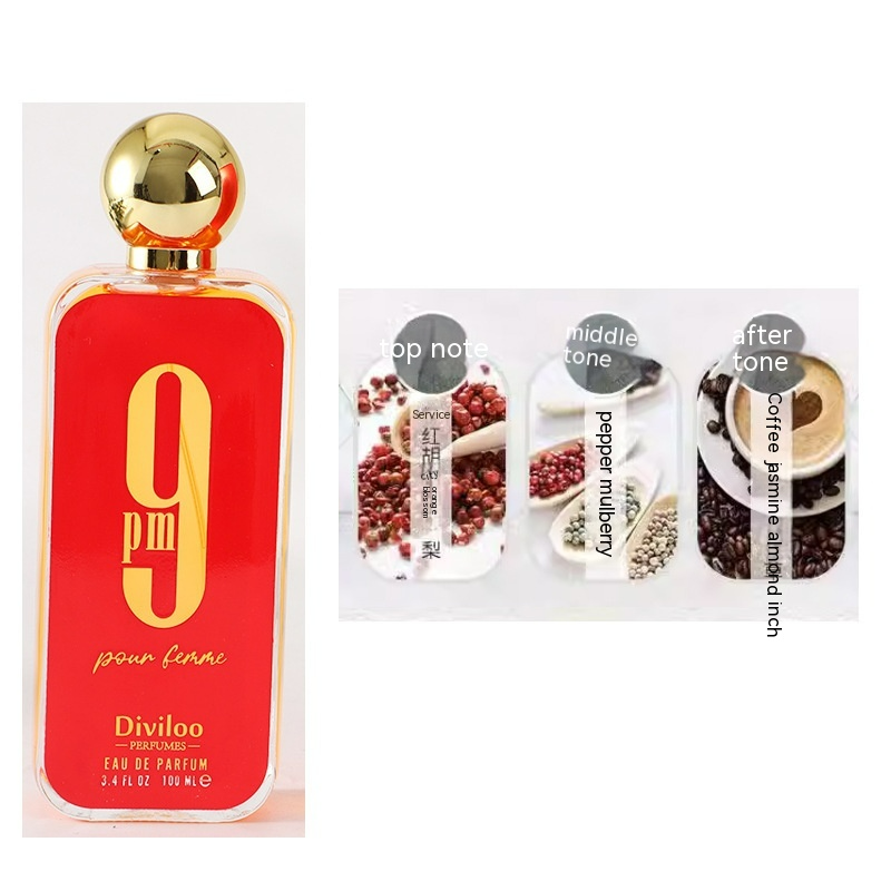 Long-lasting perfume spray bottle displayed on neutral background